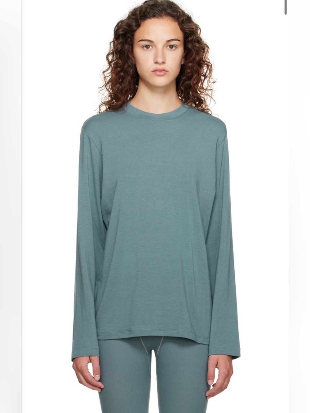 NWT SKIMS Long-Sleeve Crewneck Shirt in Sage Blue